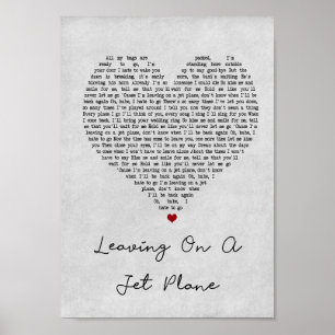 Lämnande på Jet Grått Heart-Sång-utskrift i Flygpl Poster
