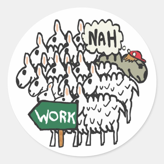 Lämnar arbete runt klistermärke (Framsida)