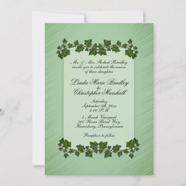 Lämnar Grönt Shimmer Wedding-inbjudan Inbjudningar (Framsida)