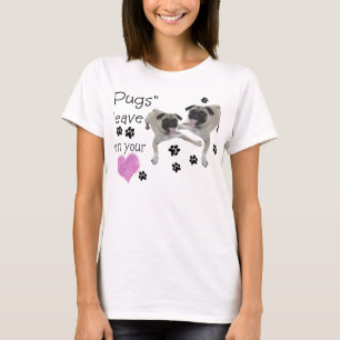 "Lämnar mops " tassavtryck på din hjärta T-shirt