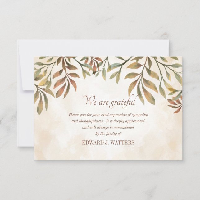 Lämnar sympati - tack (Framsida)