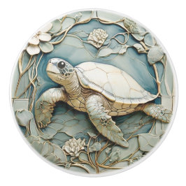 Lämnat art nouveau Faux Relief Ocean Sea Turtle Knopp