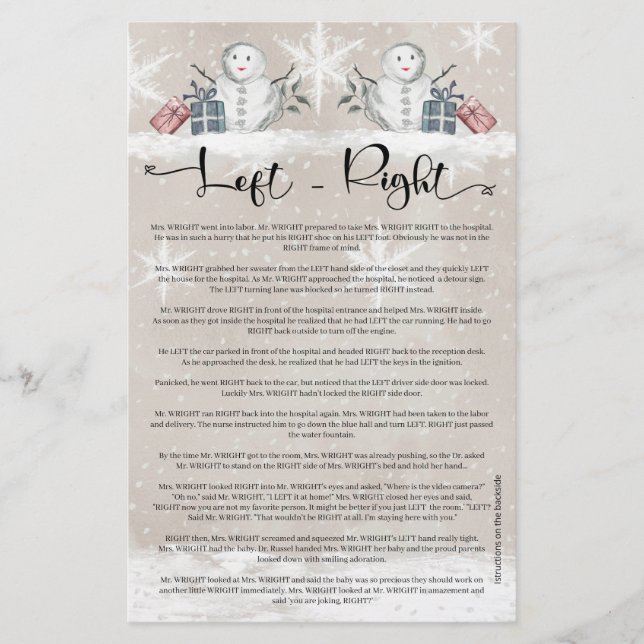 Lämnat babydusch för Snögubbe Höger (Framsida)