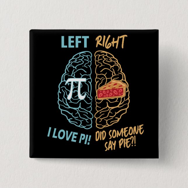 Lämnat Brain Höger Brain Funny Pi Knapp (Framsida)