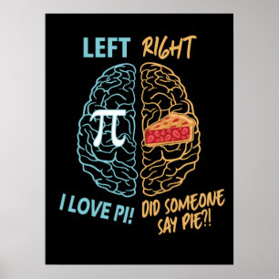 Lämnat Brain Höger Brain Funny Pi Poster
