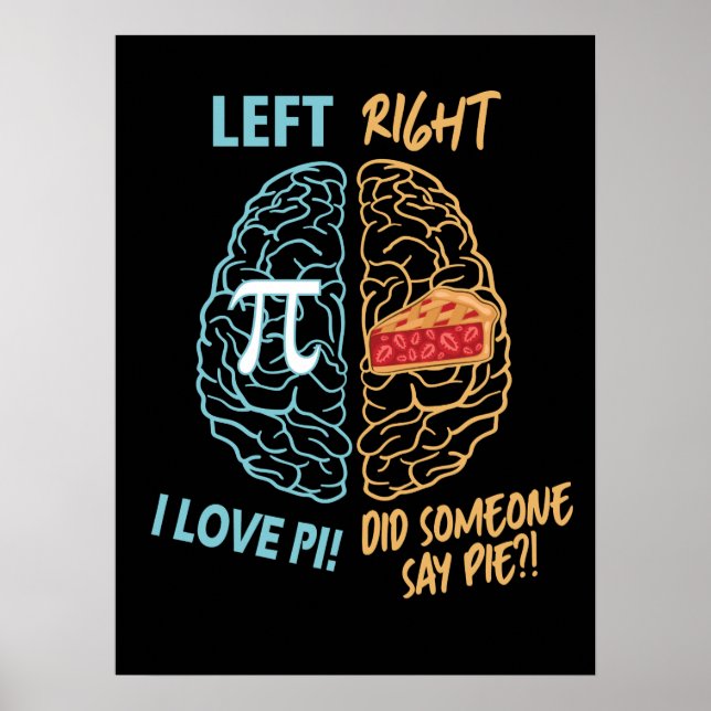 Lämnat Brain Höger Brain Funny Pi Poster (Framsidan)
