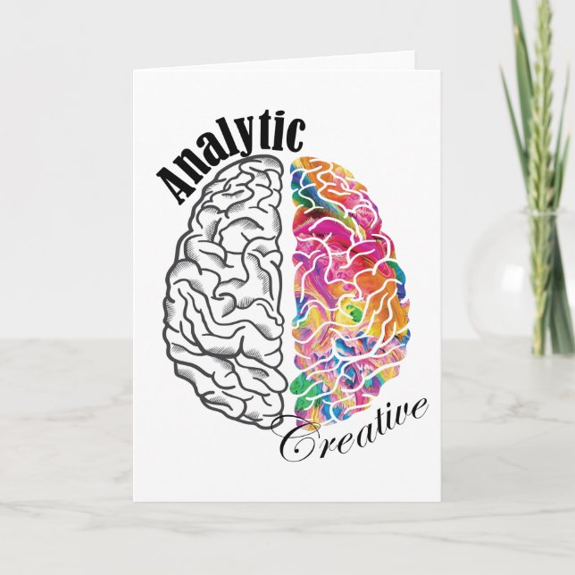 Lämnat bromsad Höger Bromad Analyse Kreativ Brain  Helgkort (Framsida)