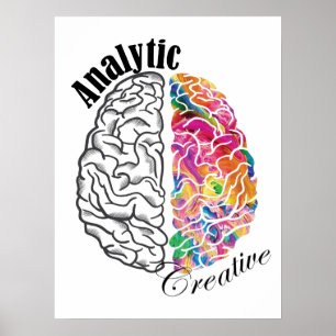 Lämnat bromsad Höger Bromad Analyse Kreativ Brain Poster