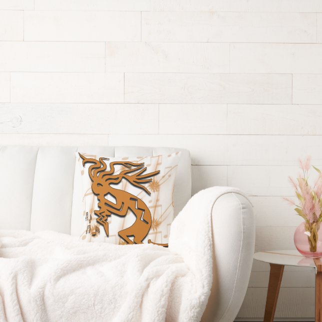 Lämnat Facing Kokopelli Musician Kudde (Soffa)