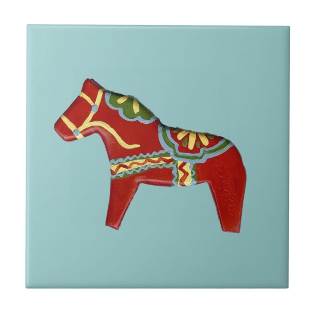 Lämnat Facing Red Dala Horse Tile Kakelplatta (Framsidan)
