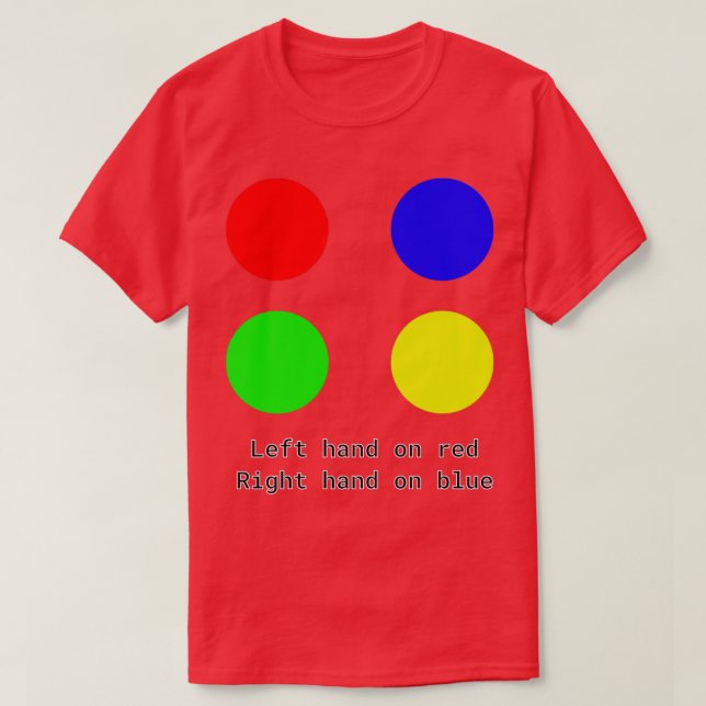 Lämnat hand på röd Höger på blå Twister-design T Shirt (Design framsida)