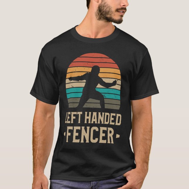 Lämnat Handed Fencer Lefty Fencers T Shirt (Framsida)