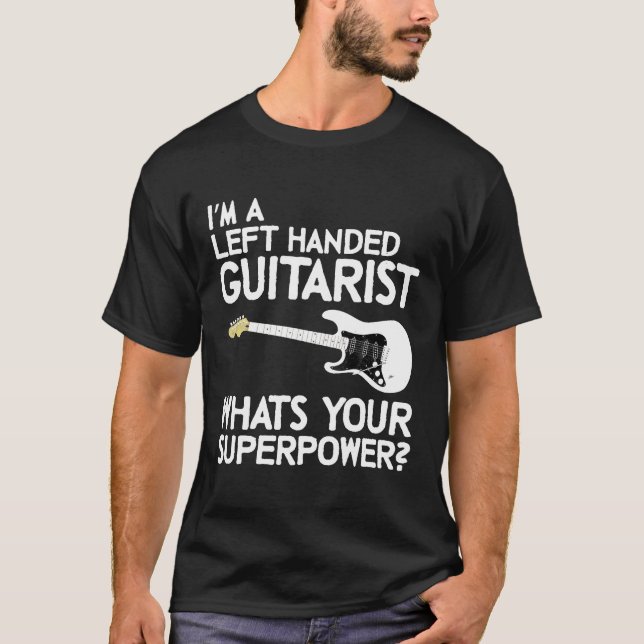 Lämnat Handed Guitaris Lefty Guitar Player Retro T Shirt (Framsida)