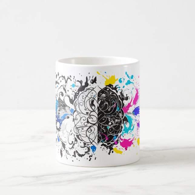Lämnat hjärna kontra Höger Kreativ Kaffemugg (Center)