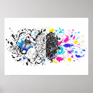 Lämnat hjärna kontra Höger Kreativ Poster
