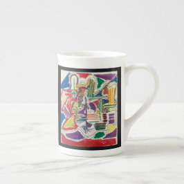 Lämnat Höger Hand Simplicit Abstrakt Bone China Mu Benporslin Mugg