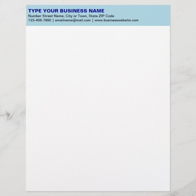 Lämnat justerade enkla texter om ljusblå rubrik brevhuvud (Framsida)