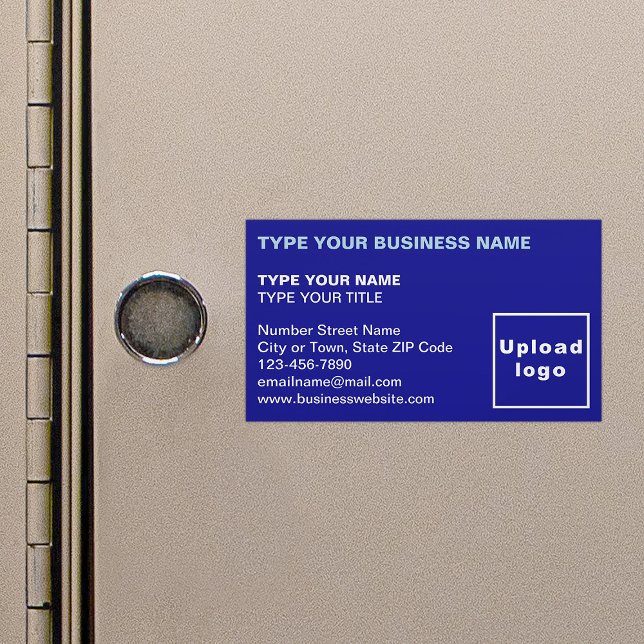 Lämnat Justerat blått magnetiskt Affärskort Magnetiska Visitkort (Blue magnetic business card in left aligned style)