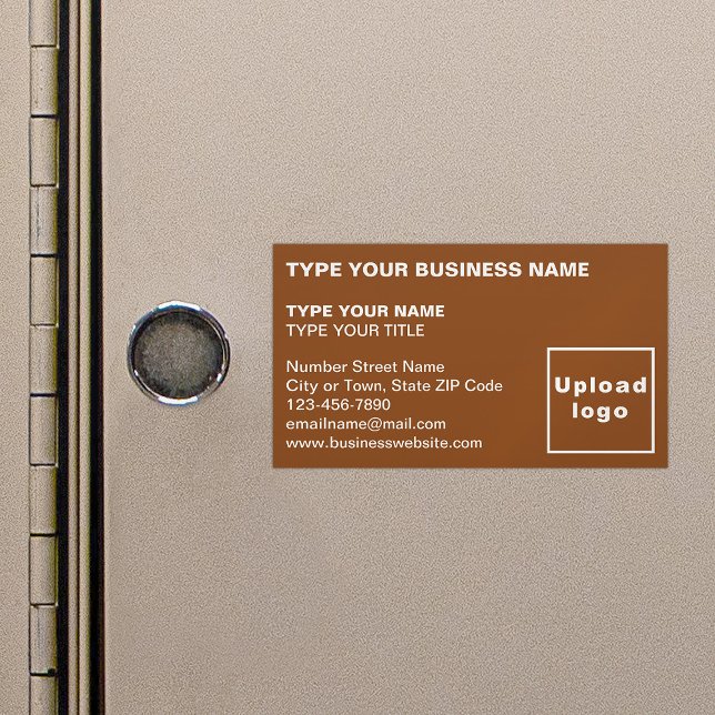 Lämnat Justerat brunt magnetAffärskort Magnetiska Visitkort (Brown magnetic business card in left aligned style)