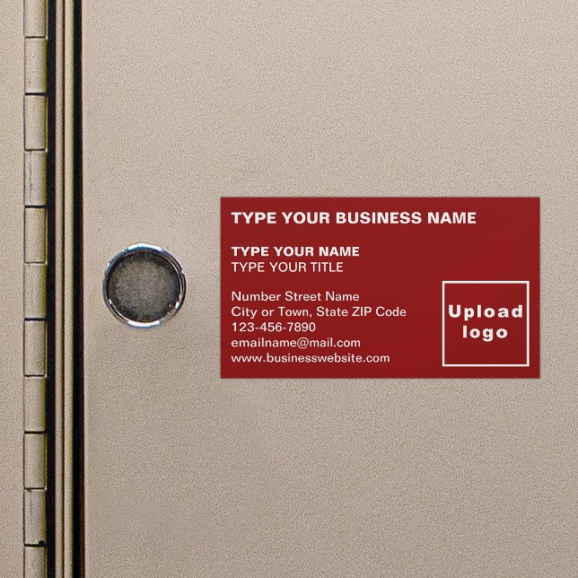 Lämnat justerat rött magnetAffärskort Magnetiska Visitkort (Red magnetic business card in left aligned style)