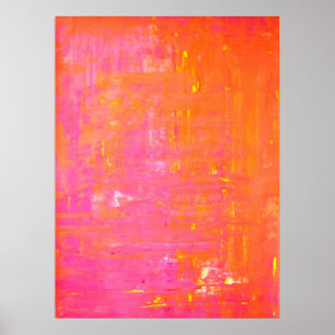 "Lämnat och Höger" Abstrakt av Rosa och Orange Poster