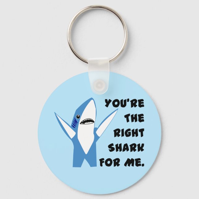 Lämnat Shark Dancing Valentine Nyckelring (Framsida)