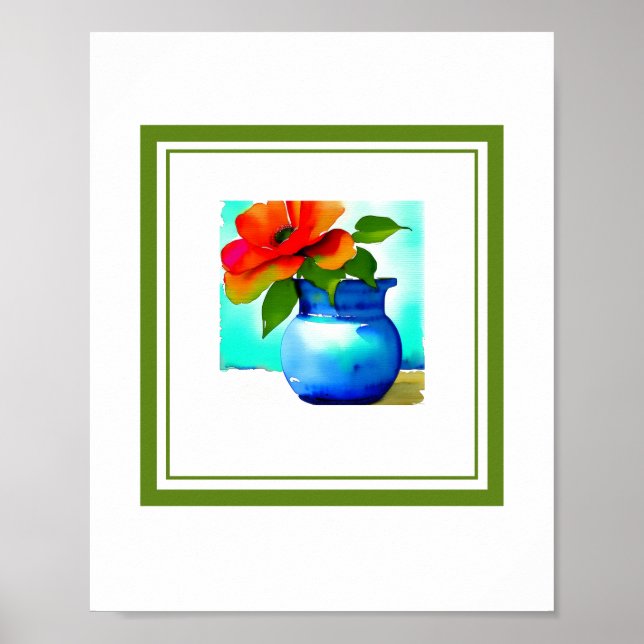Lämnat Side Flower Poste för vacker blå blomma i V Poster (Framsidan)