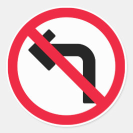 Lämnat sväng Förbjudet tecken | Klassiska rondepåe Runt Klistermärke