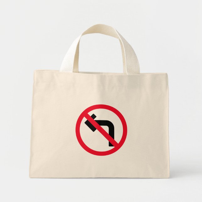 Lämnat sväng Förbjudet tecken | Tiny Tote Bag Mini Tygkasse (Framsidan)