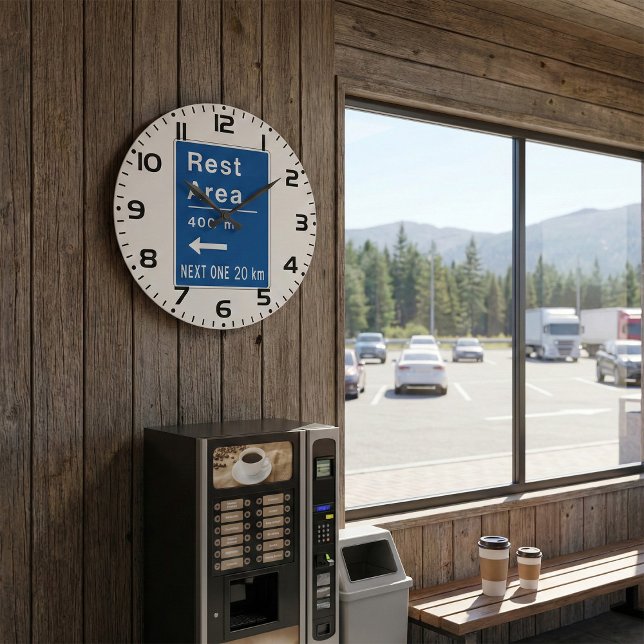 Lämnat vägskylt för viloområde 400 m stor klocka (Skapare uppladdad)