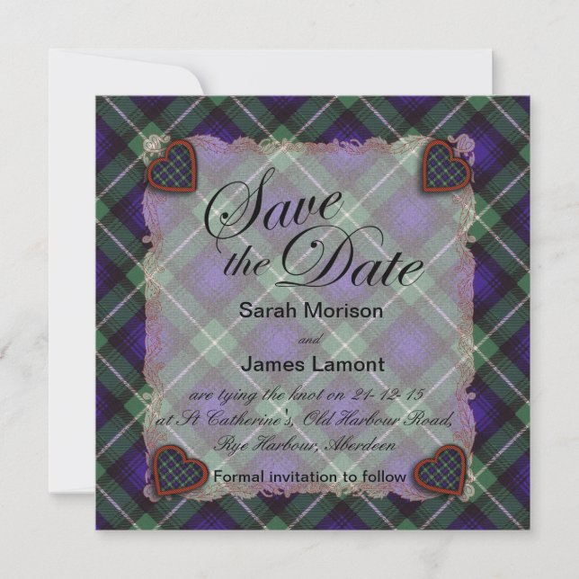 Lamont Scottish klan tartan - Play Spara Datumet (Framsida)