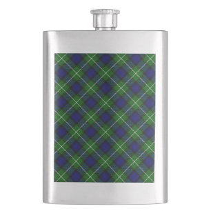 Lamont tartan blågrön ruta fickplunta