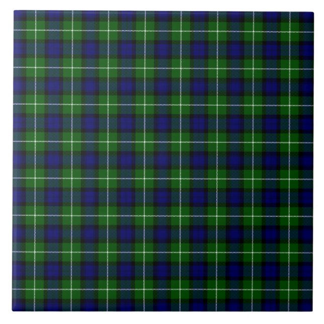 Lamont tartan blue grönt plaid kakelplatta (Framsidan)