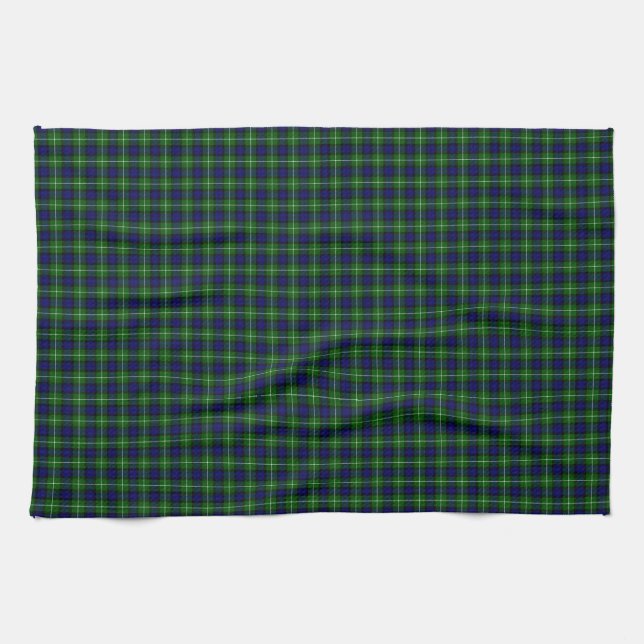 Lamont tartan blue grönt plaid kökshandduk (Horisontell)