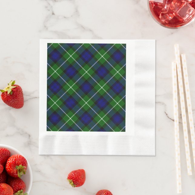 Lamont tartan blue grönt plaid pappersservett (Insitu)
