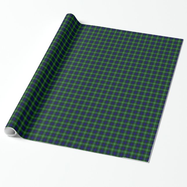 Lamont tartan blue grönt plaid presentpapper (Utrullad)