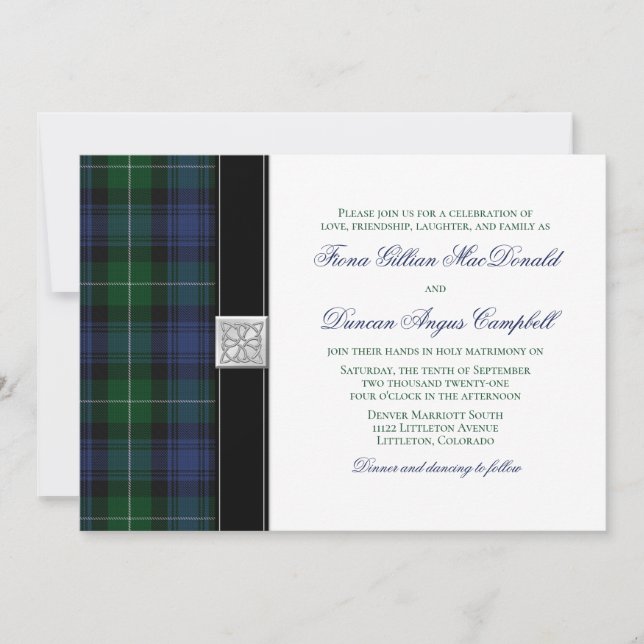 Lamont Tartan Scottish Celtic Wedding bjudande Inbjudningar (Framsida)