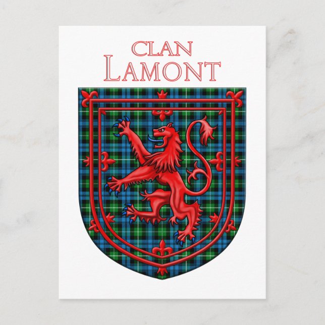 Lamont Tartan Scottish Plaid Lion Rampant Vykort (Framsida)