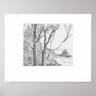 Lamorna Cornwall tryck, Eleanor M Hughes nytryck Poster