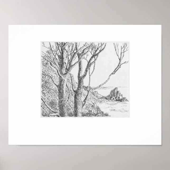 Lamorna Cornwall tryck, Eleanor M Hughes nytryck Poster (Framsidan)