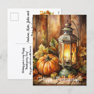 Lamp och Pumpkins Happy thanksgiving Helg Vykort