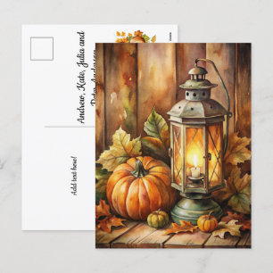 Lamp och Pumpkins Välkomstfall Helg Vykort