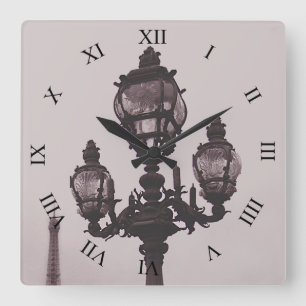 Lamp Post på Pont Alexandre III Bridge Clock Fyrkantig Klocka