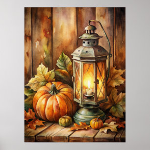 Lampa och pumpor höst poster