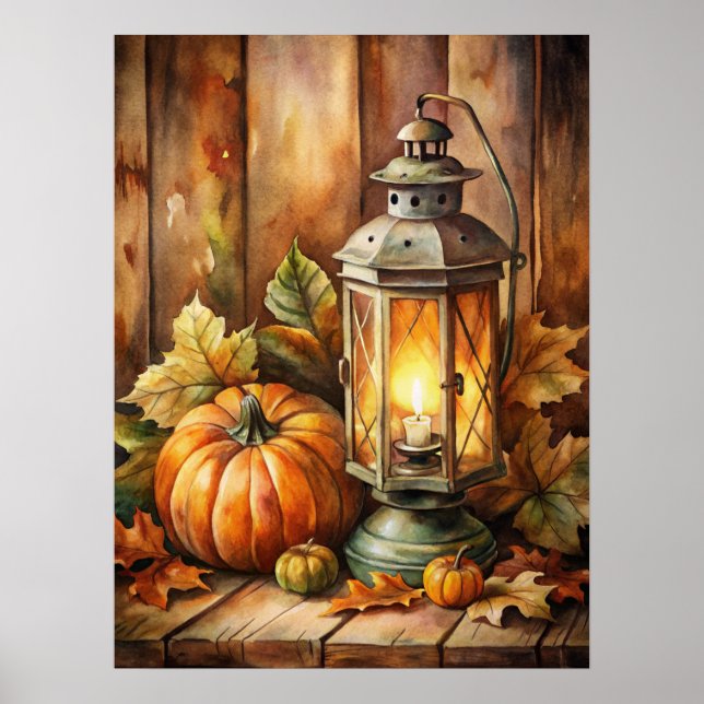 Lampa och pumpor höst poster (Framsidan)