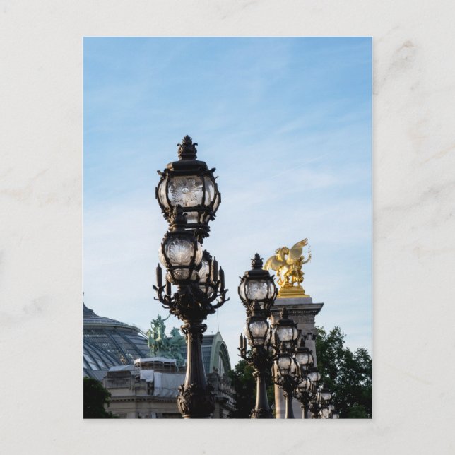 Lampa på Pont Alexandre III - Paris, Frankrike Vykort (Framsida)