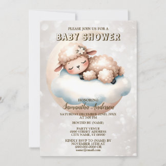Lampan Baby Lamm (babystövel) Inbjudningar