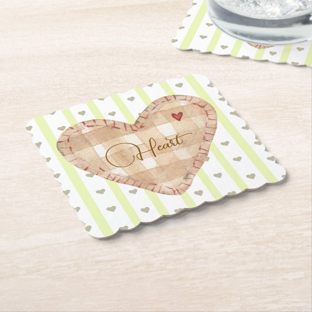 Lämplig matchande tartan hjärta och rand underlägg papper (Vinklad)