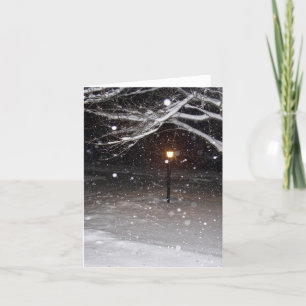 Lamppost i snön Notecard Helgkort