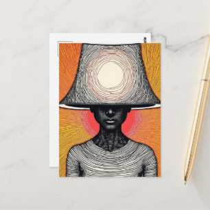 Lampshade Hat Lady Vykort